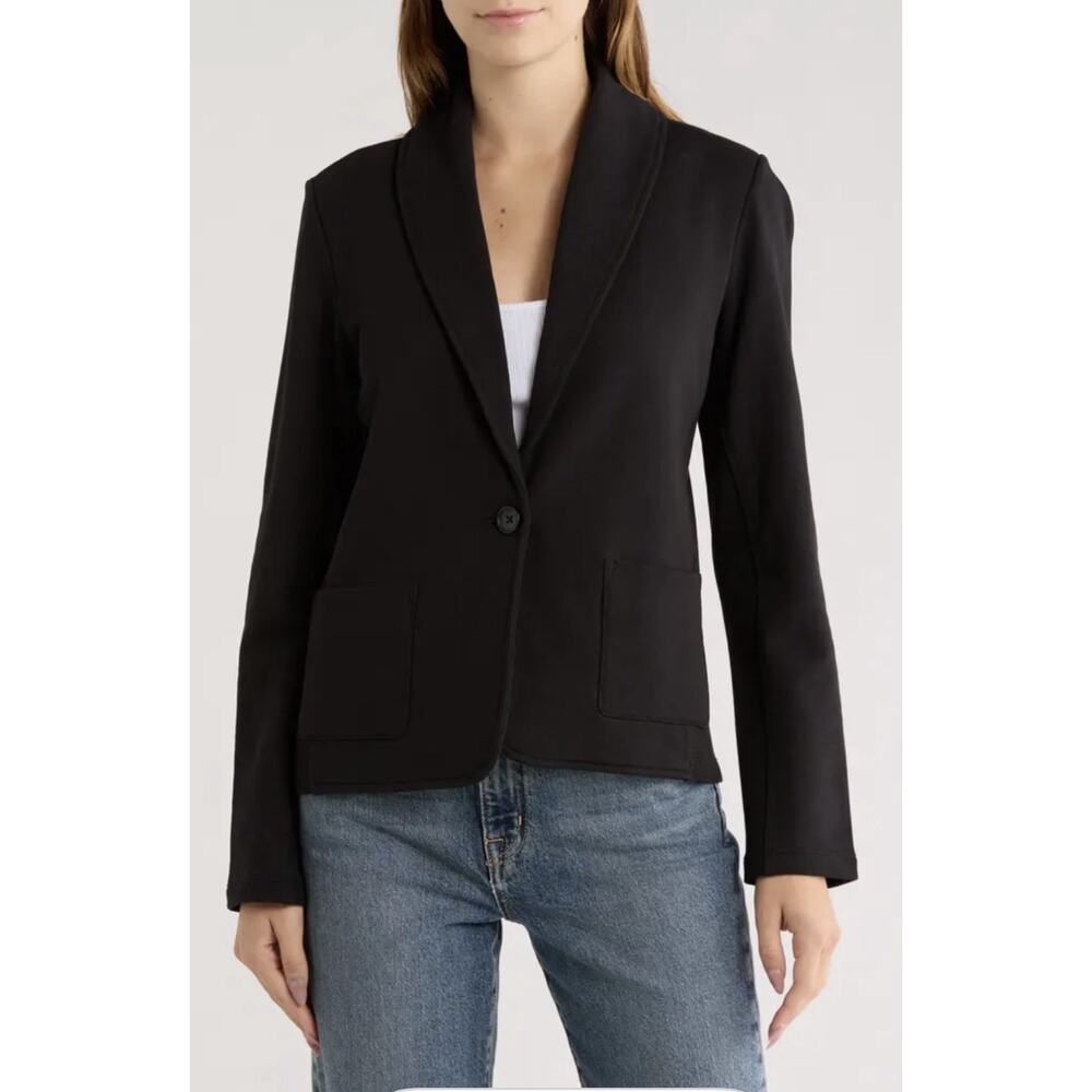 Standard James Perse Women's Cotton Black Shawl Collar Blazer Jacket - Size 3/L